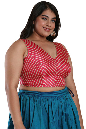 Buy Pink Silk Blend Readymade Saree Blouse Online - KARMAPLACE