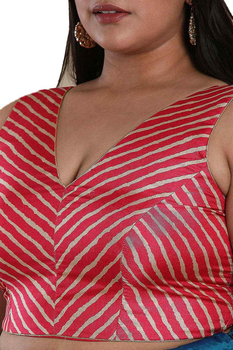 Buy Pink Silk Blend Readymade Saree Blouse Online - KARMAPLACE