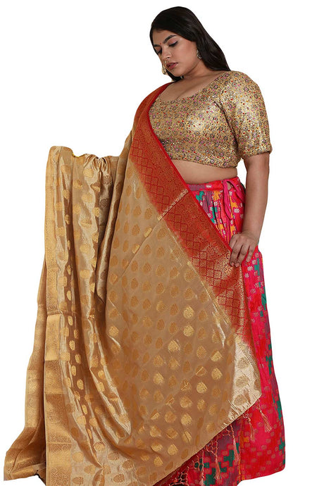 Buy Gold Multi Net Readymade Saree Blouse Online - KARMAPLACE