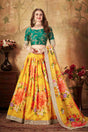 Buy Organza Printed Lehenga Choli In Yellow