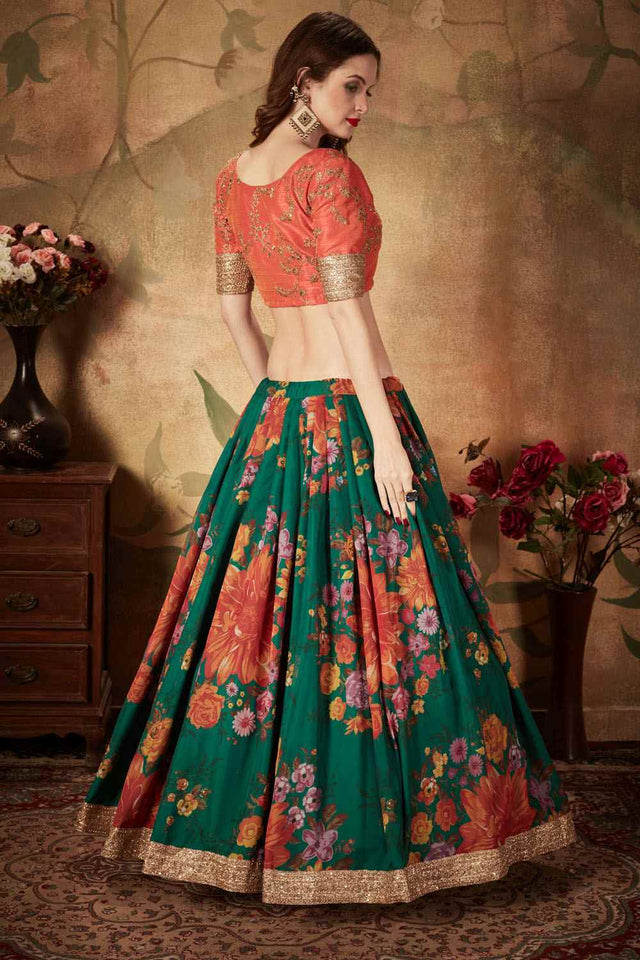 Green Organza Lehenga Choli