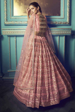 Lehenga Choli With Zari Work Pink