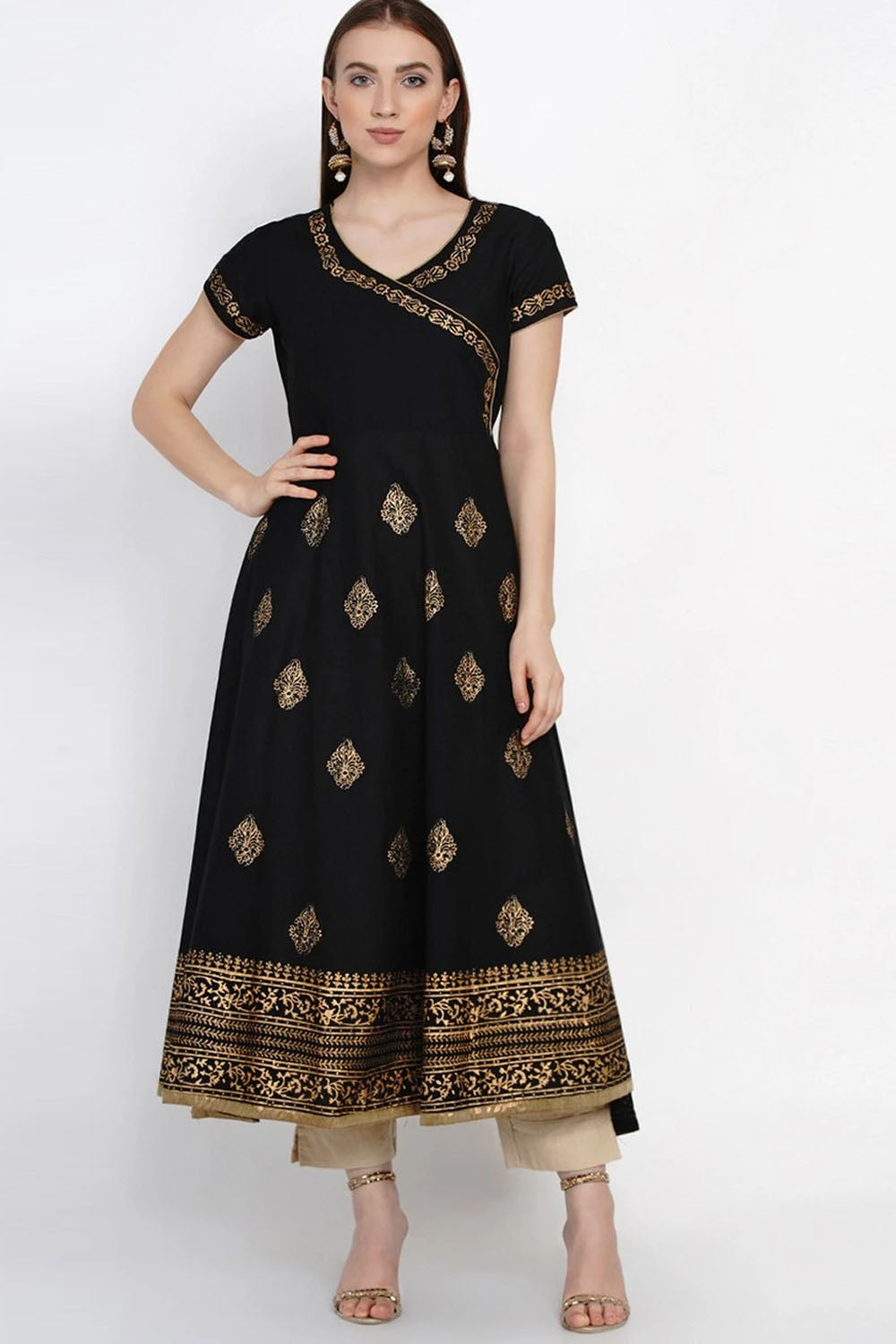 Anarkali Kurta Set Black & Golden A-line Flared Kurta With Trousers Indian  Wedding Wead Designer Indian Outfits Salwar Kameez Set - Etsy