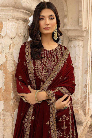 Maroon Floral Embroidered With Sequins Georgette Salwar Suit Set