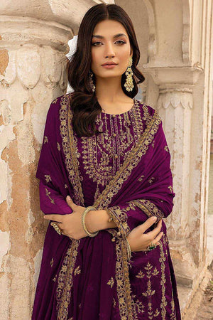 Purple Floral Embroidered With Sequins Georgette Salwar Suit Set