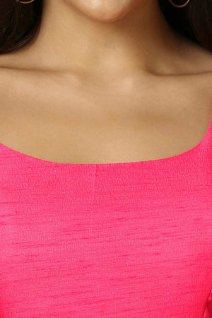 Magenta Silk Sleeveless Padded Blouse