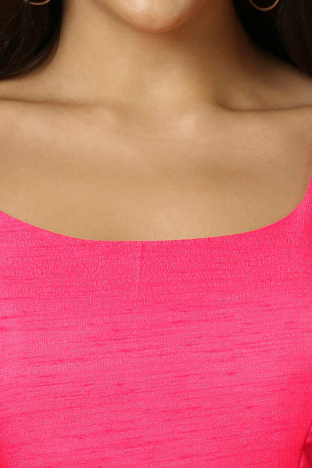 Magenta Silk Sleeveless Padded Blouse