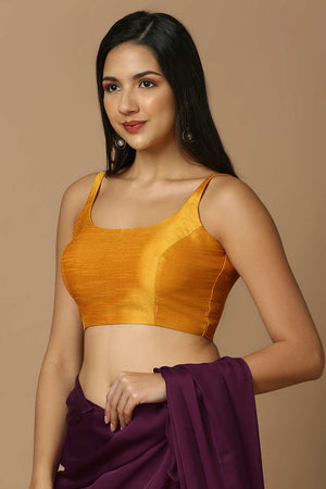 Yellow Silk Sleeveless Padded Blouse