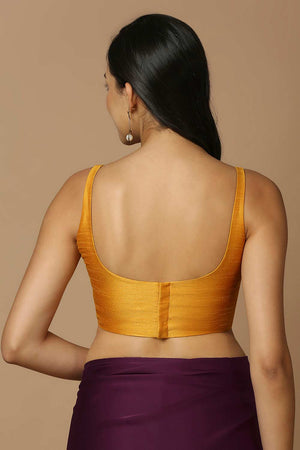 Yellow Silk Sleeveless Padded Blouse