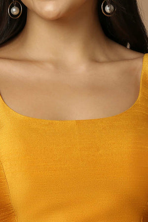 Yellow Silk Sleeveless Padded Blouse