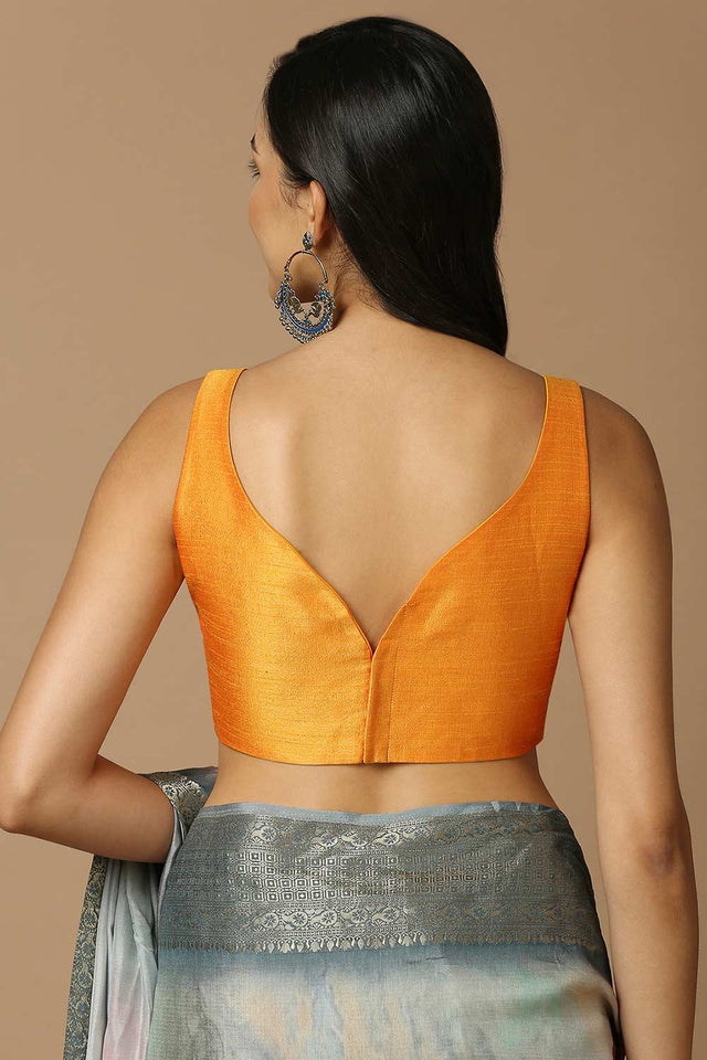Yellow Silk Sleeveless Padded Blouse