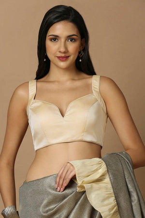 Gold Silk Sleeveless Padded Blouse