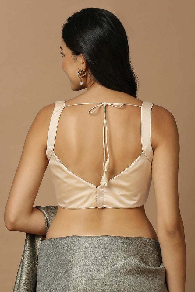 Gold Silk Sleeveless Padded Blouse