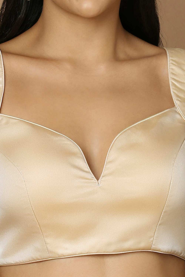 Gold Silk Sleeveless Padded Blouse