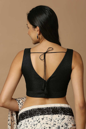 Black Silk Sleeveless Padded Blouse