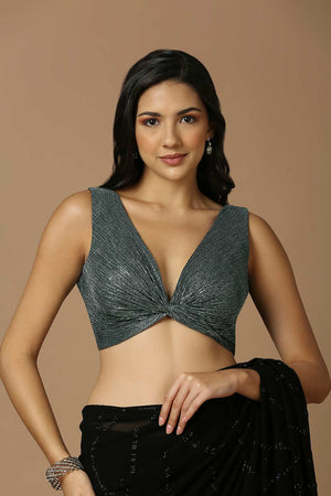 Multi-Color Silk Sleeveless Padded Blouse