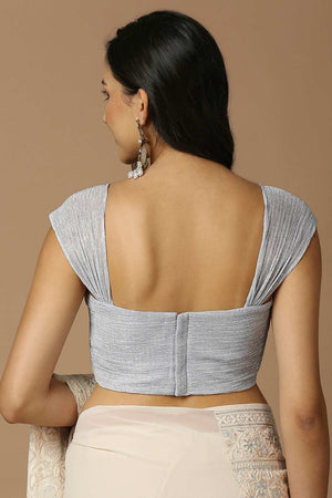 Silver Silk Sleeveless Padded Blouse