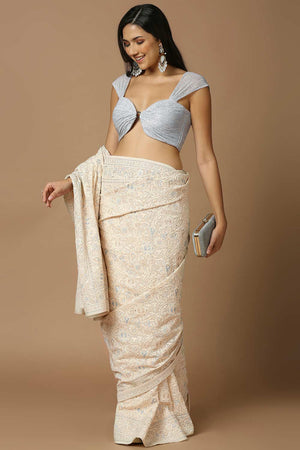 Silver Silk Sleeveless Padded Blouse