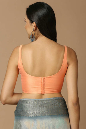 Orange Silk Sleeveless Padded Blouse