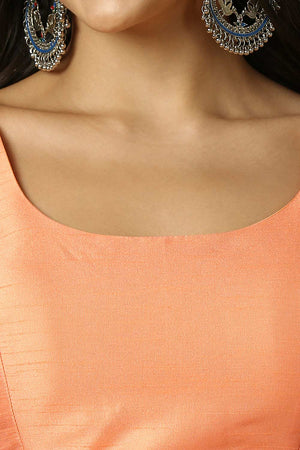 Orange Silk Sleeveless Padded Blouse