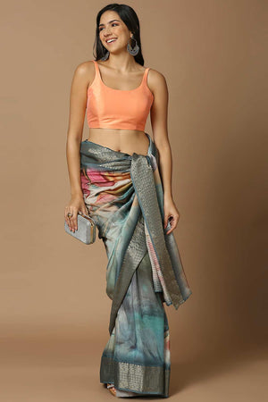 Orange Silk Sleeveless Padded Blouse