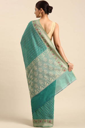 Green Art Silk Block Saree