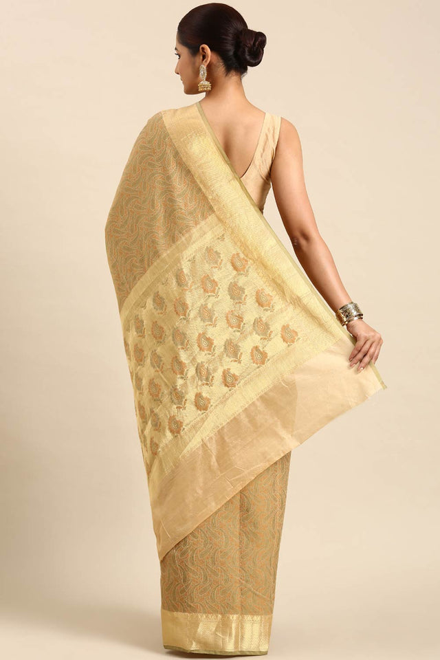 Green Art Silk Block Saree