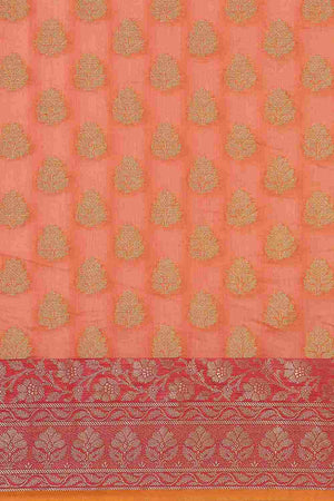 Orange Art Silk Block Saree