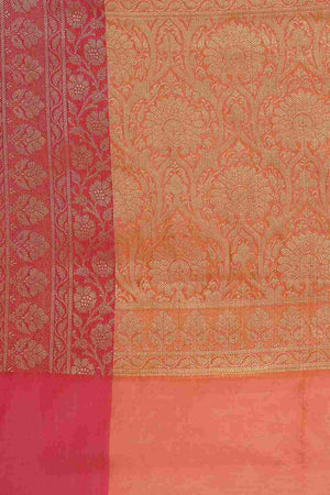 Orange Art Silk Block Saree