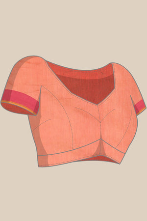 Orange Art Silk Block Saree