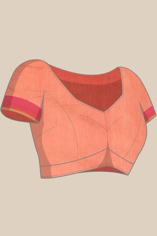 Orange Art Silk Block Saree