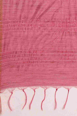 Pink Silk Blend Self-Design Saree