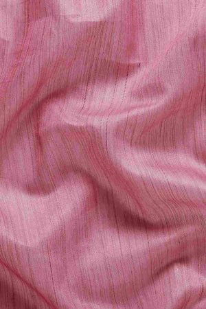 Pink Silk Blend Self-Design Saree