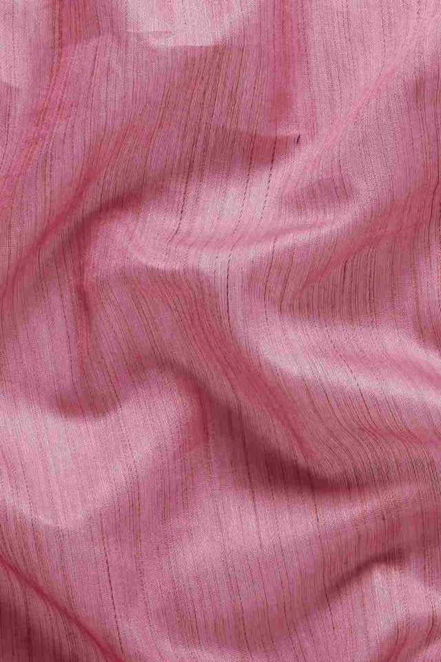 Pink Silk Blend Self-Design Saree