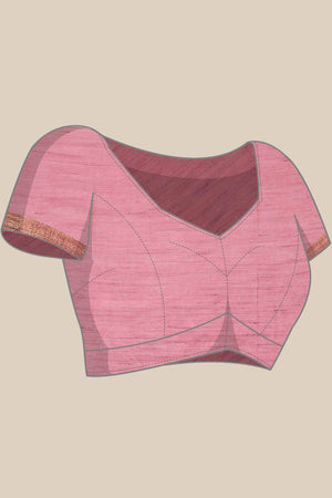 Pink Silk Blend Self-Design Saree