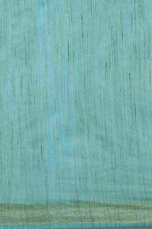 Blue Silk Blend Self-Design Saree