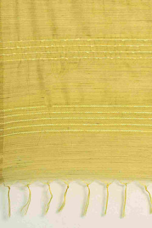 Yellow Silk Blend Self-Design Saree