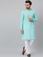Buy Men's Lime Green Cotton Chikankari Embroidered Straight Kurta Online