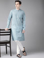 Buy Men's Multi Cotton Stripe Printed Straight Kurta Online