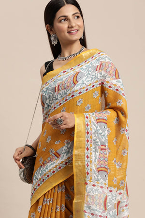 Mustard Liva Indian Saree