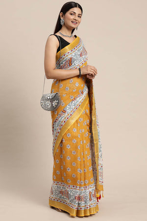 Mustard Liva Indian Saree
