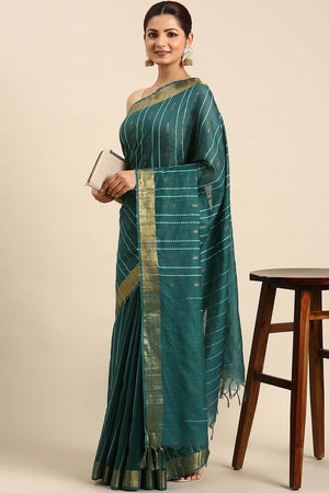 Green Art Silk Block Saree