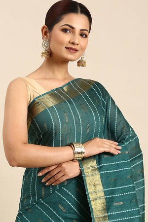 Green Art Silk Block Saree