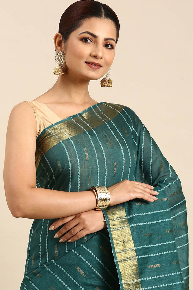 Green Art Silk Block Saree