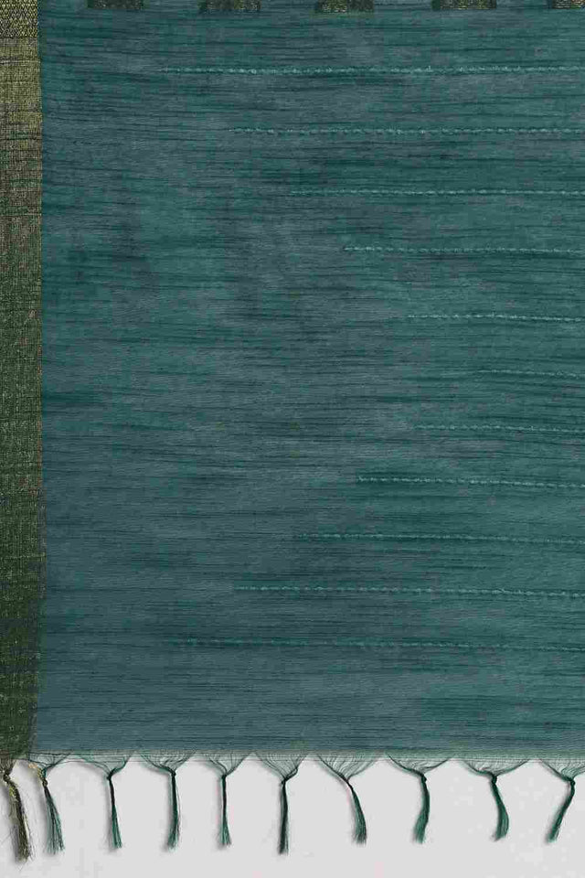 Green Art Silk Block Saree