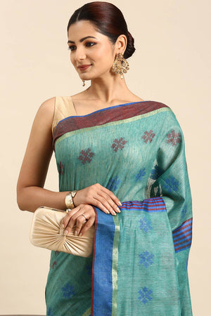 Green Art Silk Block Saree