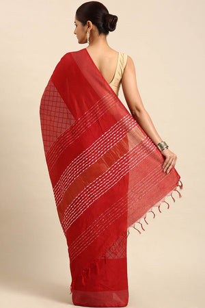 Maroon Art Silk Block Saree