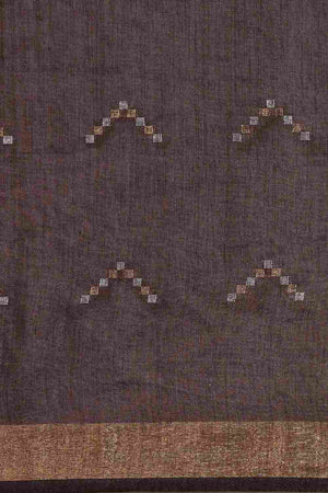 Brown Art Silk Block Saree