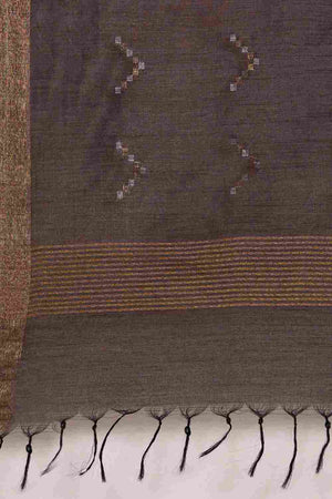 Brown Art Silk Block Saree