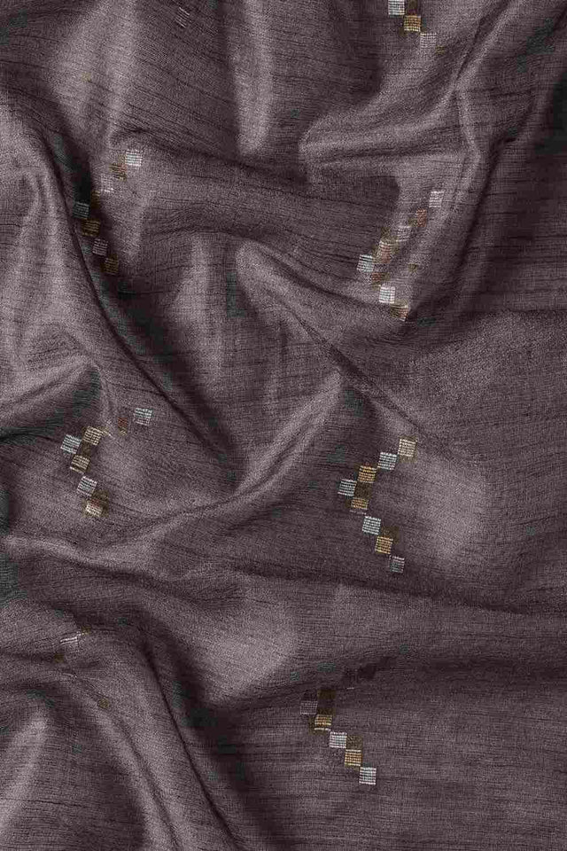 Brown Art Silk Block Saree